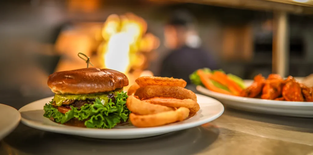 Burger and Fries on plate