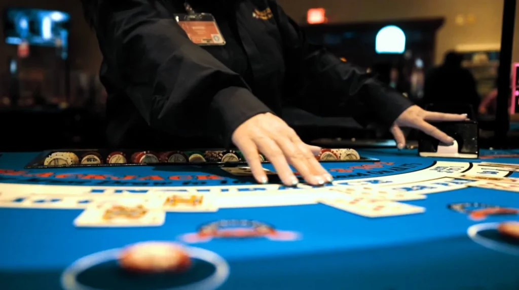 Cards on table with dealer